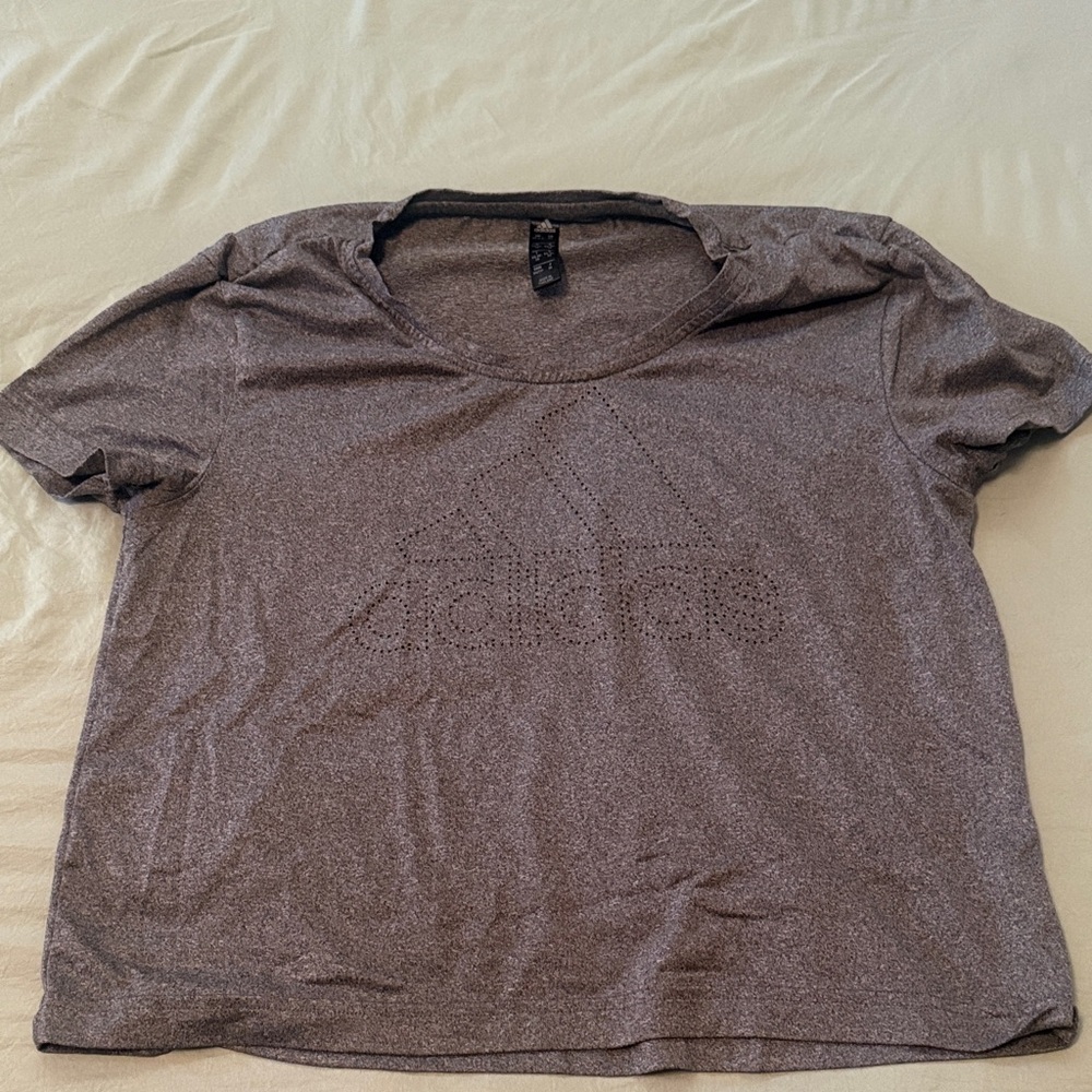 Adidas Women's Gray Short Sleeve Crop Workout Top